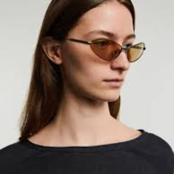 Jacquemus BAMBINO METAL JAC/68 C1 Sunglasses Gold Cat Eye Frame, Brown Lenses - Picture 2 of 13